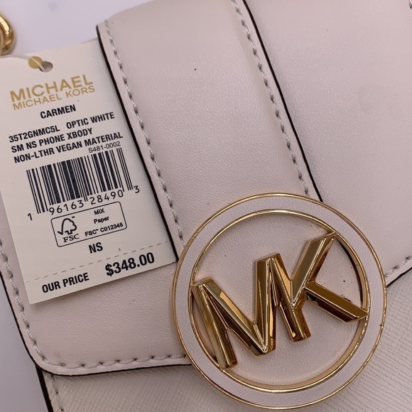 MICHAEL KORS Carmen NS Small Phone Crossbody Bag Optic White color - Picture 16 of 16